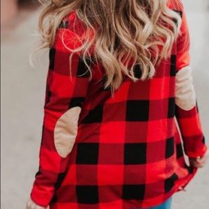 Elbow Patch Cardi Buffalo Plaid Cardi